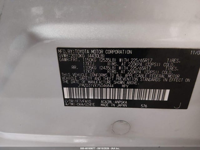 46165677 :رقم المزاد ، JTMZD31VX75046844 vin ، 2007 Toyota Rav4 Limited مزاد بيع