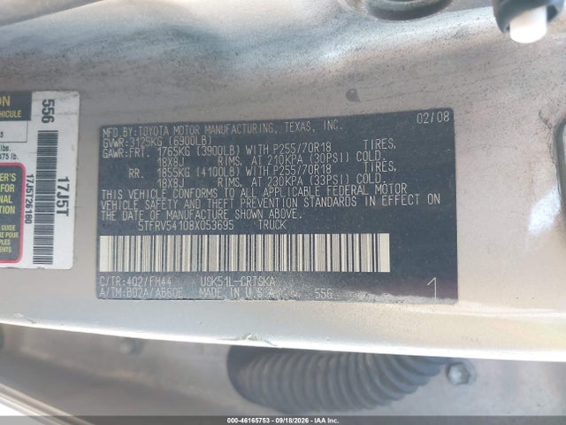 Продажа на аукционе авто 2008 Toyota Tundra Sr5 5.7l V8, vin: 5TFRV54108X053695, номер лота: 46165753