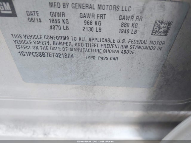 Продаж на аукціоні авто 2014 Chevrolet Cruze 1lt Auto, vin: 1G1PC5SB7E7421304, номер лоту: 46165805