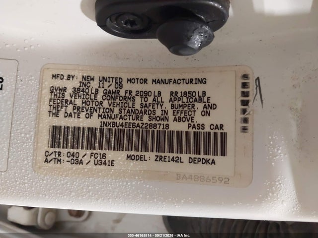 2010 Toyota Corolla S/le/xle მანქანა იყიდება აუქციონზე, vin: 1NXBU4EE6AZ288718, აუქციონის ნომერი: 46165814