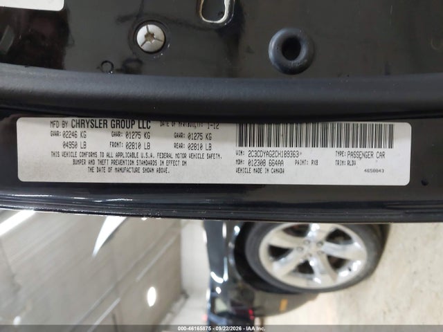 Продаж на аукціоні авто 2012 Dodge Challenger Sxt, vin: 2C3CDYAG2CH189363, номер лоту: 46165875