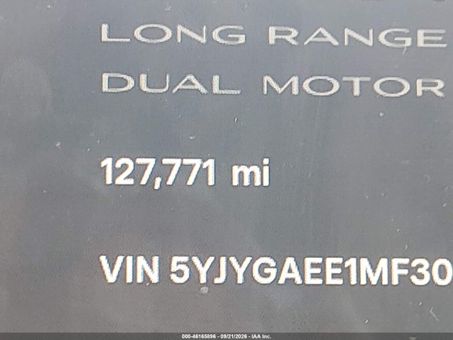 46165896 :رقم المزاد ، 5YJYGAEE1MF304101 vin ، 2021 Tesla Model Y Long Range Dual Motor All-wheel Drive مزاد بيع