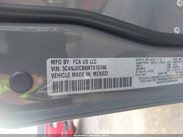 Продаж на аукціоні авто 2021 Jeep Compass Limited, vin: 3C4NJDCB6MT515746, номер лоту: 46165916