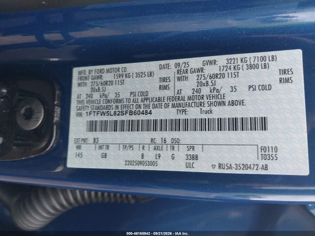 Ford F-150 Lariat 2025 1FTFW5L82SFB60484 Image 9