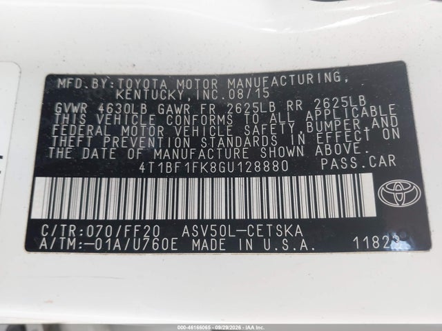 Toyota CAMRY SE 2016 4T1BF1FK8GU128880 Image 9