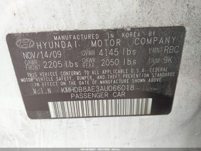 Продажа на аукционе авто 2010 Hyundai Elantra Touring Gls, vin: KMHDB8AE3AU066018, номер лота: 46166081