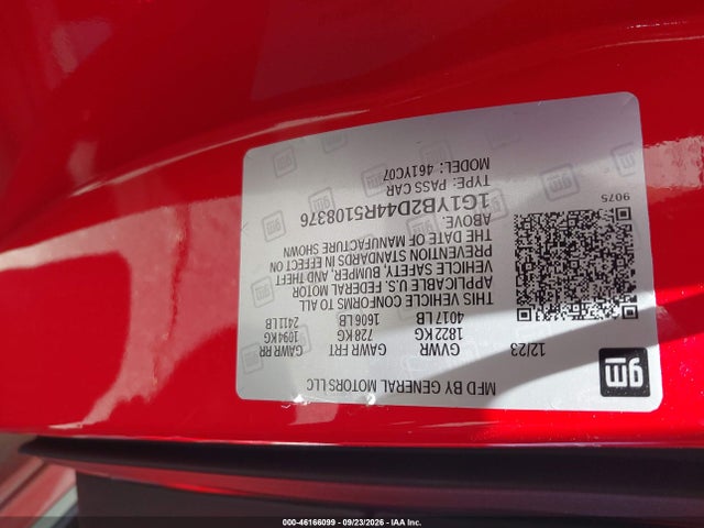 Aukcja sprzedaży 2024 Chevrolet Corvette Stingray Rwd  2lt, vin: 1G1YB2D44R5108376, numer aukcji: 46166099