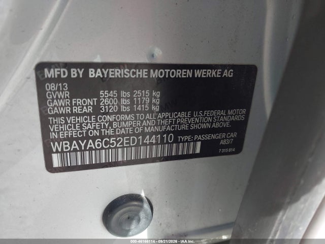 Продажа на аукционе авто 2014 Bmw 740i, vin: WBAYA6C52ED144110, номер лота: 46166114