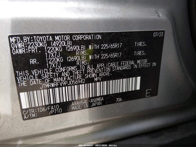 46166207 :رقم المزاد ، JTMRWRFV9PJ056942 vin ، 2023 Toyota Rav4 Hybrid Xle مزاد بيع