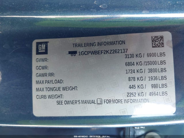 Продаж на аукціоні авто 2019 Chevrolet Silverado 1500 Custom, vin: 1GCPWBEF2KZ262137, номер лоту: 46166243