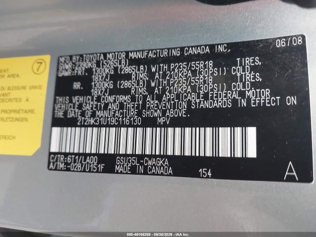 Продажа на аукционе авто 2009 Lexus Rx 350, vin: 2T2HK31U19C116130, номер лота: 46166268