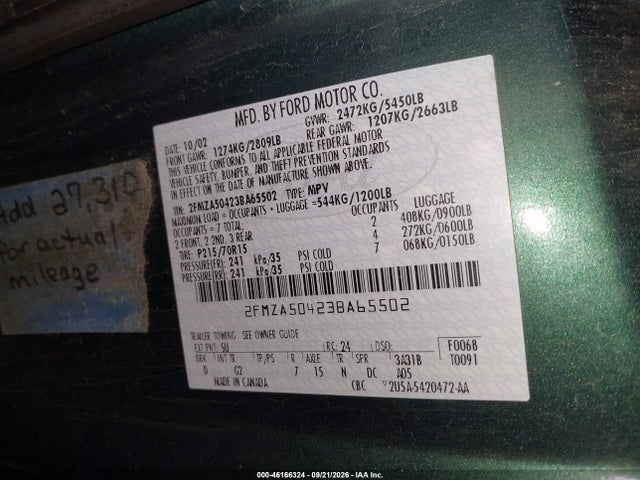 Продаж на аукціоні авто 2003 Ford Windstar Standard, vin: 2FMZA50423BA65502, номер лоту: 46166324