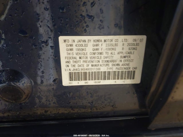 46166367 :رقم المزاد ، JH4CL96848C011386 vin ، 2008 Acura Tsx مزاد بيع