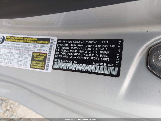 Aukcja sprzedaży 2012 Volkswagen Eos Komfort, vin: WVWBW7AH5CV001334, numer aukcji: 46166413