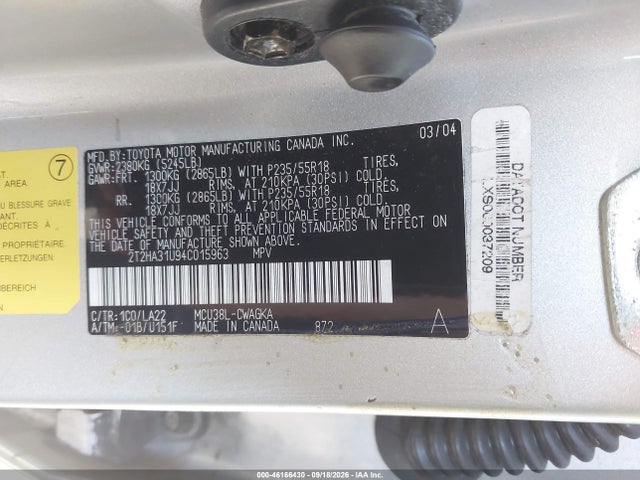 Продаж на аукціоні авто 2004 Lexus Rx 330, vin: 2T2HA31U94C015963, номер лоту: 46166430