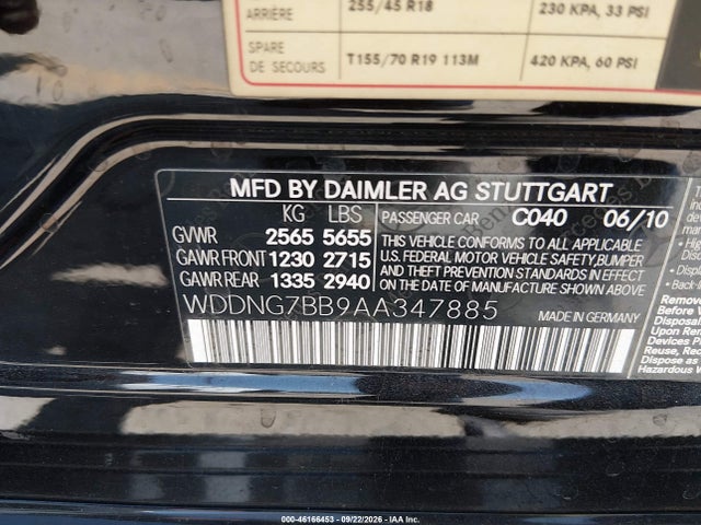 Продажа на аукционе авто 2010 Mercedes-benz S 550, vin: WDDNG7BB9AA347885, номер лота: 46166453