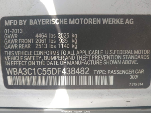 Aukcja sprzedaży 2013 Bmw 328i, vin: WBA3C1C55DF438482, numer aukcji: 46166473