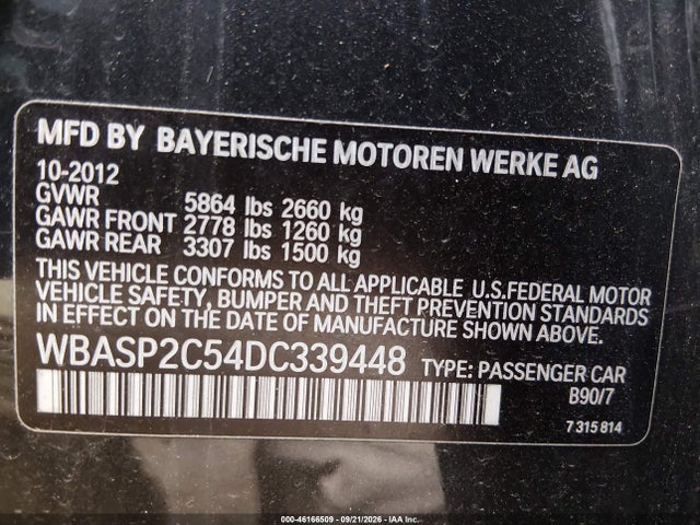 46166509 :رقم المزاد ، WBASP2C54DC339448 vin ، 2013 Bmw 535i Gran Turismo Xdrive مزاد بيع