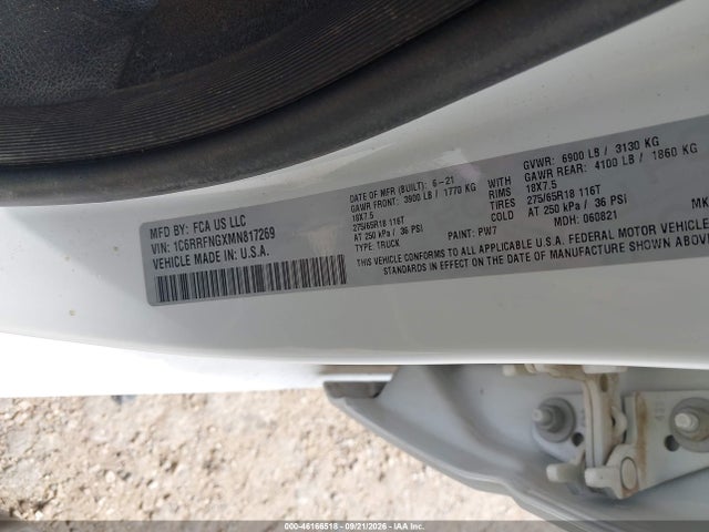 Aukcja sprzedaży 2021 Ram 1500 Tradesman  4x4 6'4 Box, vin: 1C6RRFNGXMN817269, numer aukcji: 46166518