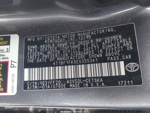 4T1BF1FKXEU355341 Toyota CAMRY SE