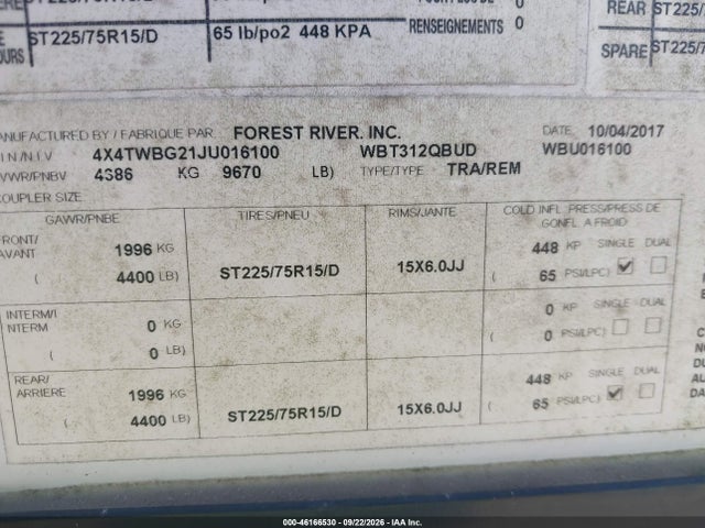 Aukcja sprzedaży 2018 Forest River Wildwood Heritage Glen Lie M312qbud, vin: 4X4TWBG21JU016100, numer aukcji: 46166530