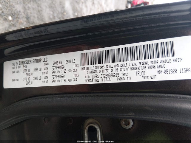 Aukcja sprzedaży 2011 Ram Ram 1500 Laramie, vin: 1D7RV1CT2BS506219, numer aukcji: 46166560
