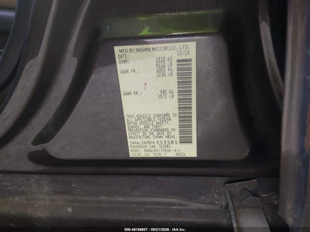 Aukcja sprzedaży 2015 Nissan Altima 2.5 Sl, vin: 1N4AL3AP8FN353581, numer aukcji: 46166607