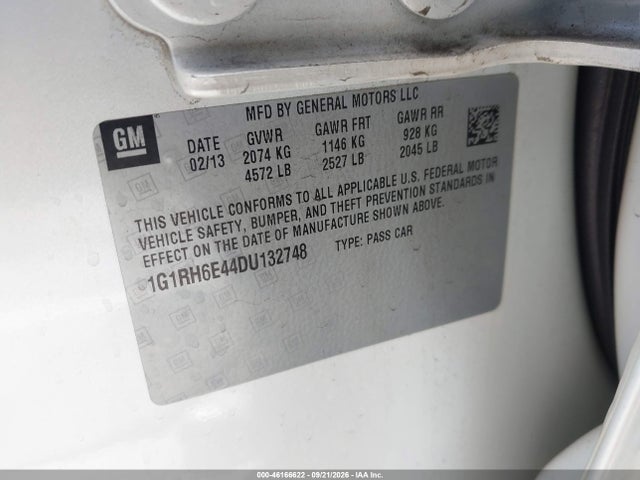 Aukcja sprzedaży 2013 Chevrolet Volt, vin: 1G1RH6E44DU132748, numer aukcji: 46166622