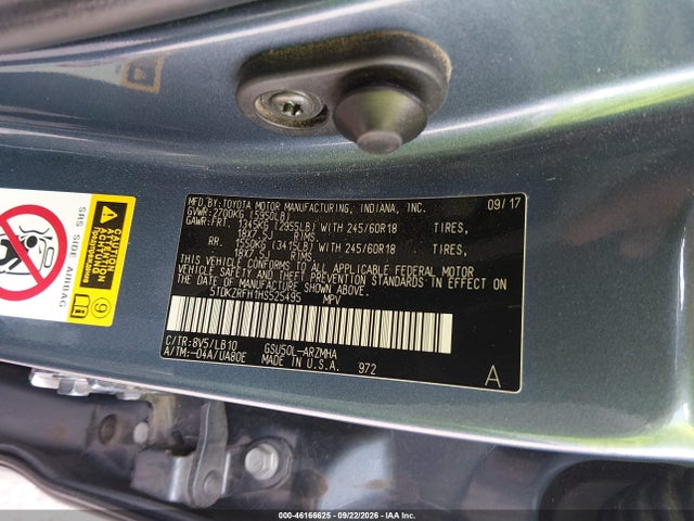 Toyota Highlander Xle 2017 5TDKZRFH1HS525495 Image 9