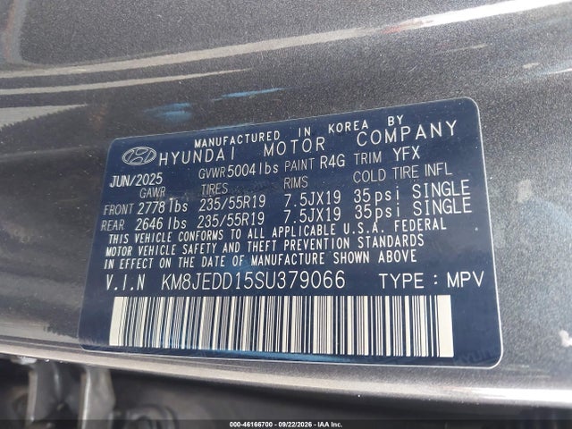 Продаж на аукціоні авто 2025 Hyundai Tucson Hybrid Limited, vin: KM8JEDD15SU379066, номер лоту: 46166700