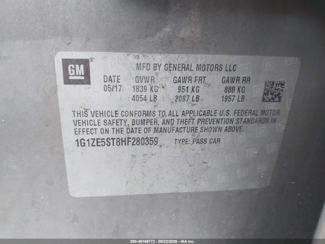 Aukcja sprzedaży 2017 Chevrolet Malibu 1lt, vin: 1G1ZE5ST8HF280359, numer aukcji: 46166772