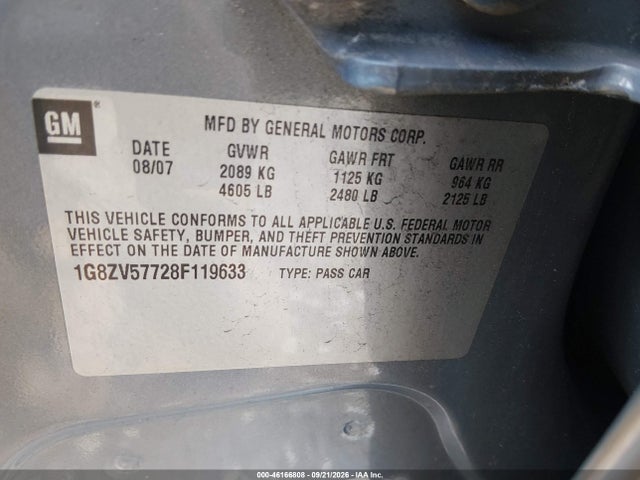 Продажа на аукционе авто 2008 Saturn Aura Xr, vin: 1G8ZV57728F119633, номер лота: 46166808