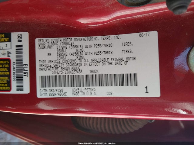 Продаж на аукціоні авто 2017 Toyota Tundra Sr5 5.7l V8, vin: 5TFEY5F13HX227438, номер лоту: 46166824