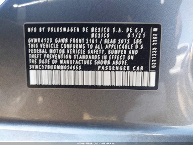 Aukcja sprzedaży 2021 Volkswagen Jetta 1.4t R-line/1.4t Se/s, vin: 3VWC57BUXMM034650, numer aukcji: 46166844