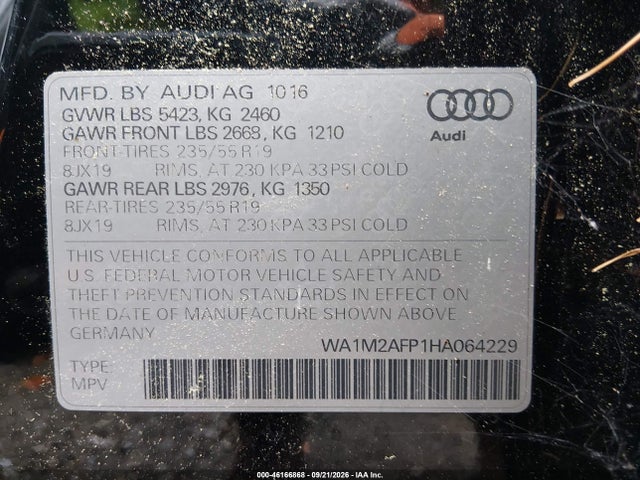 Aukcja sprzedaży 2017 Audi Q5 2.0t Premium, vin: WA1M2AFP1HA064229, numer aukcji: 46166868