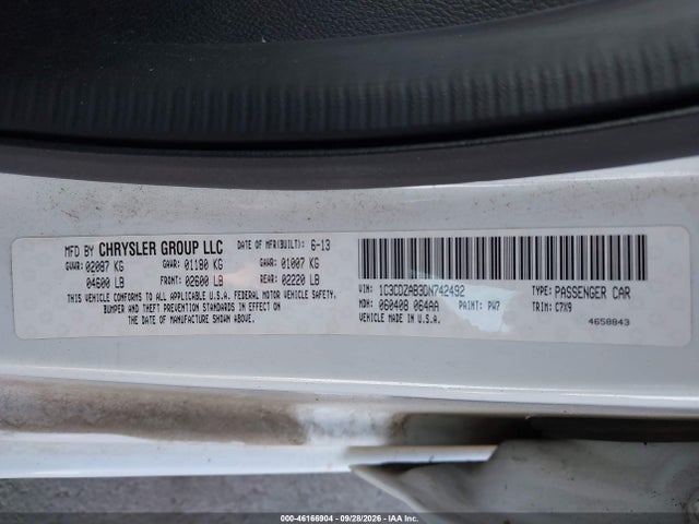 2013 Dodge Avenger Se მანქანა იყიდება აუქციონზე, vin: 1C3CDZAB3DN742492, აუქციონის ნომერი: 46166904
