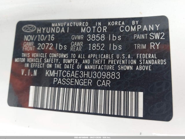 Hyundai Veloster Turbo 2017 KMHTC6AE3HU309883 Image 9