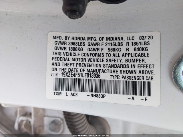 Honda INSIGHT EX 2020 19XZE4F51LE013936 Image 9