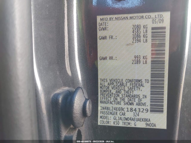 Продажа на аукционе авто 2009 Nissan Altima 3.5 Se, vin: 1N4BL24E69C184329, номер лота: 46166978