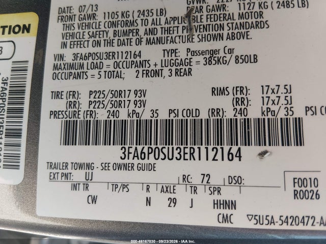 Aukcja sprzedaży 2014 Ford Fusion Energi Titanium, vin: 3FA6P0SU3ER112164, numer aukcji: 46167030