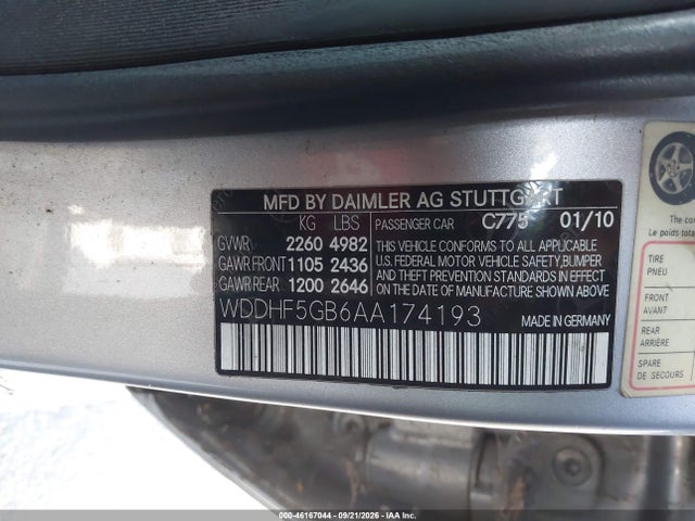 Продаж на аукціоні авто 2010 Mercedes-benz E 350, vin: WDDHF5GB6AA174193, номер лоту: 46167044