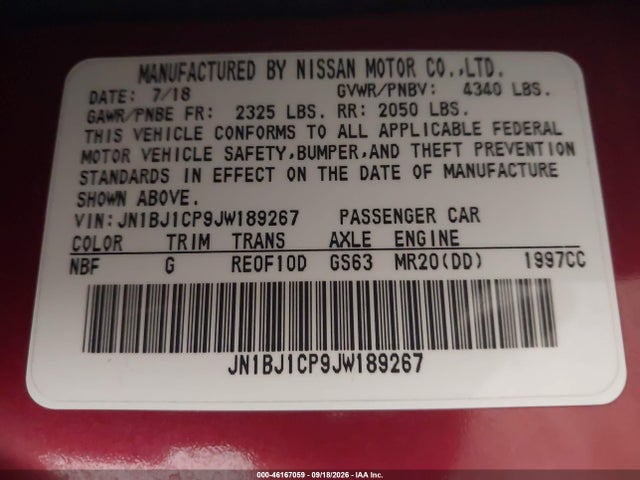 Продаж на аукціоні авто 2018 Nissan Rogue Sport Sv, vin: JN1BJ1CP9JW189267, номер лоту: 46167059