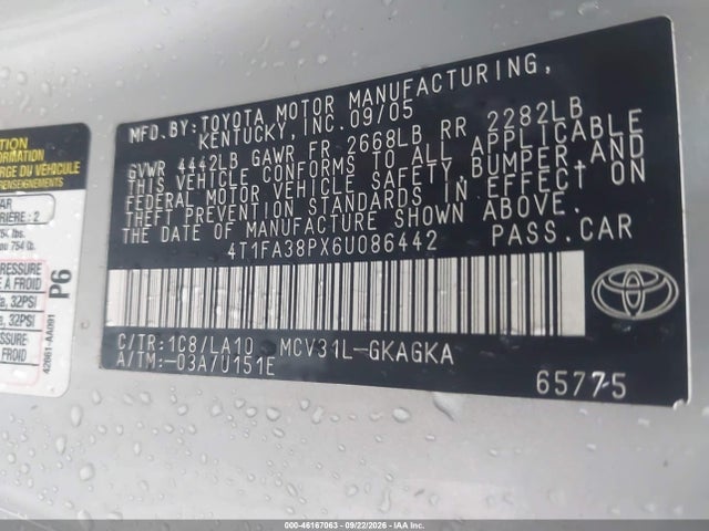 Aukcja sprzedaży 2006 Toyota Camry Solara Sle, vin: 4T1FA38PX6U086442, numer aukcji: 46167063