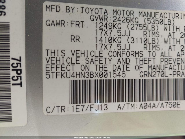 Aukcja sprzedaży 2011 Toyota Tacoma Prerunner V6, vin: 5TFKU4HN3BX001545, numer aukcji: 46167081