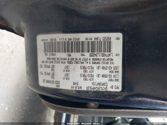 46167082 :رقم المزاد ، 1J4FF48S11L542255 vin ، 2001 Jeep Cherokee Sport مزاد بيع