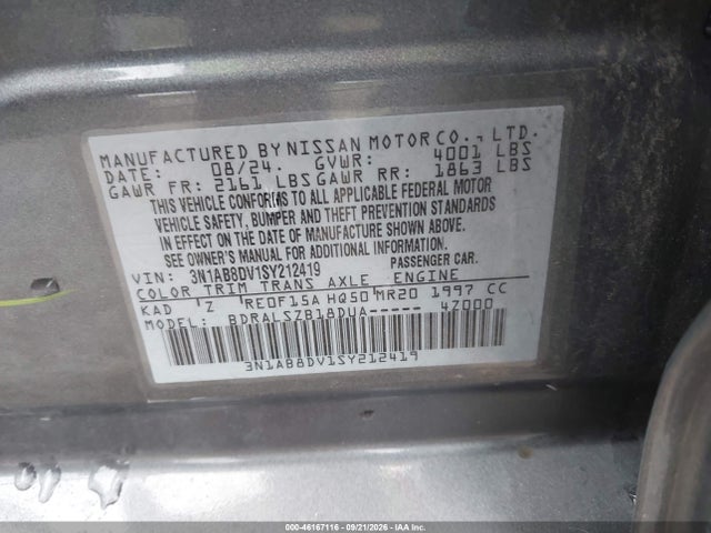 Продаж на аукціоні авто 2025 Nissan Sentra Sr, vin: 3N1AB8DV1SY212419, номер лоту: 46167116