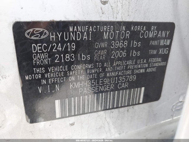 2020 Hyundai Elantra Gt მანქანა იყიდება აუქციონზე, vin: KMHH35LE9LU135789, აუქციონის ნომერი: 46167121