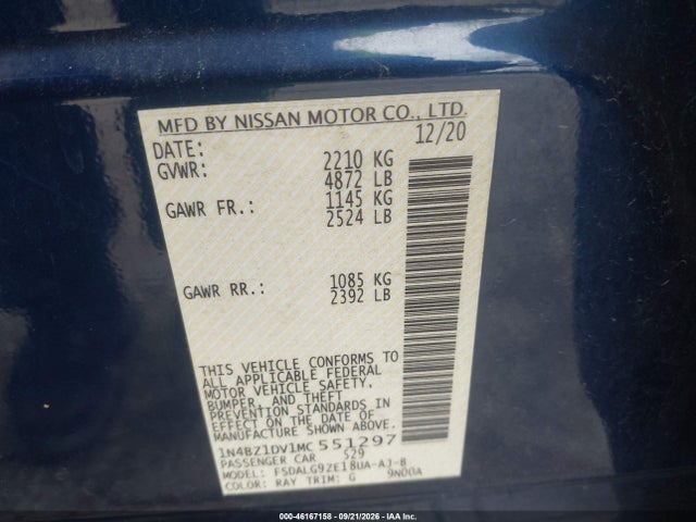2021 Nissan Leaf Sl Plus 62 Kwh მანქანა იყიდება აუქციონზე, vin: 1N4BZ1DV1MC551297, აუქციონის ნომერი: 46167158