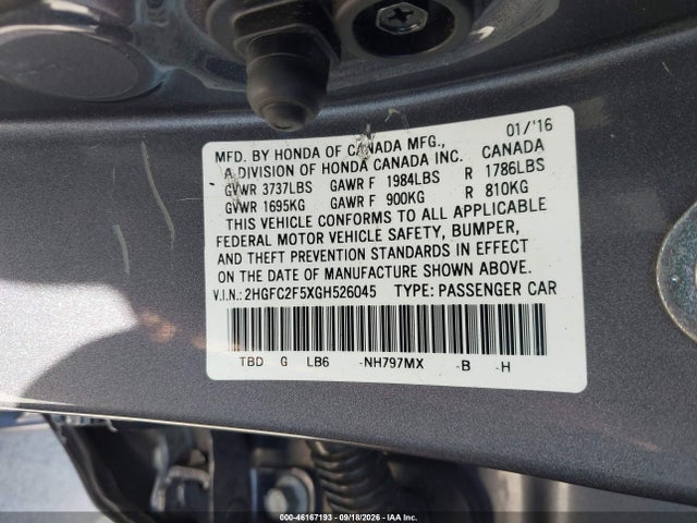2HGFC2F5XGH526045 Honda Civic Lx