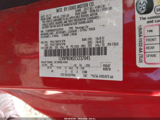 Aukcja sprzedaży 2014 Ford Mustang V6 Premium, vin: 1ZVBP8EM2E5237045, numer aukcji: 46167201